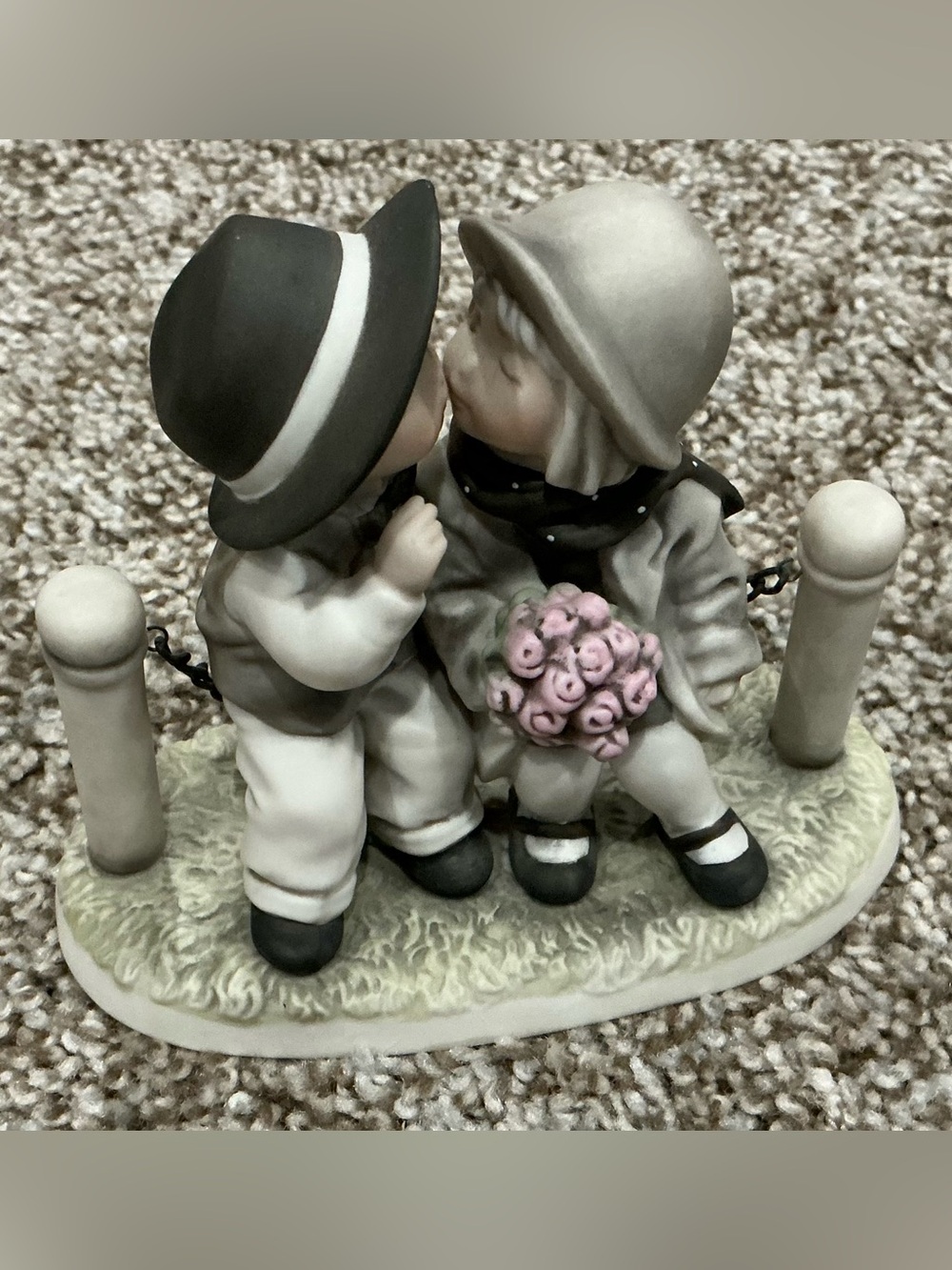 Kim Anderson- Grey and Pink Boy & Girl Figurine